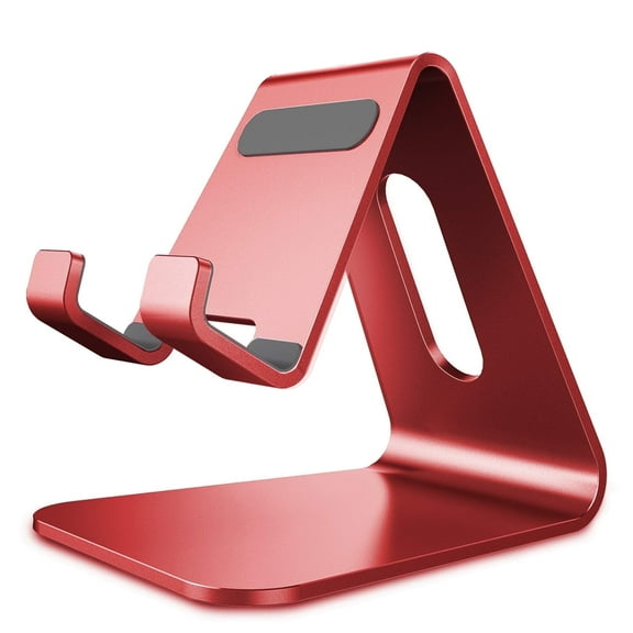 CreaDream Phone Stand for Desk, Cell Phone Stand Holder, Aluminum Desktop Stand Compatible with Switch, All Smart Phones, iPhone 16 15 14 13 12 Pro Max Mini-Red