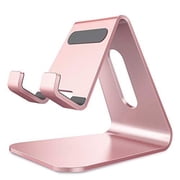 CreaDream Phone Holder for Desk, Cell Phone Stand Holder, Aluminum Desktop Stand Compatible with Switch, All Smart Phones, iPhone 16 15 14 13 12 Pro Max Mini-Rose Gold