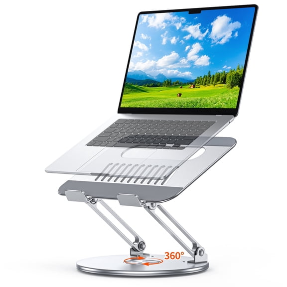 CreaDream Laptop Stand for Desk - 360° Rotating Ergonomic Aluminum Foldable & Portable Laptop Riser Compatible with MacBook Pro/Air 10-17.3" Laptops