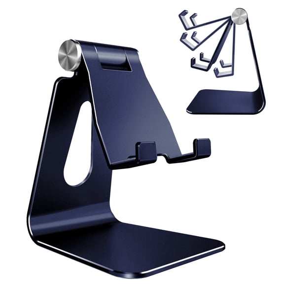 CreaDream Adjustable Cell Phone Stand for Desk, Aluminum Phone Stand Holder for Switch, Perfect for Office/Home-Blue