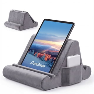 CreaDream Tablet Pillow Holder, Foldable iPad Stand for Lap, Bed and Desk -Tablet Soft Pad Dock with Pocket & Stylus Mount Compatible with IPad Pro 12.9, 10.5, 9.7 Air Mini 6 5 4 3