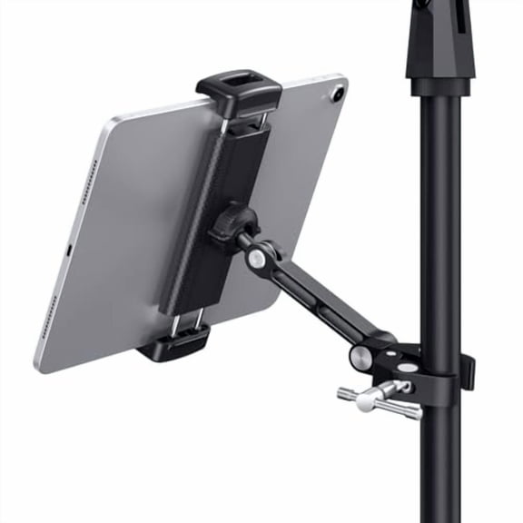 CreaDream Adjustable Aluminum Mount Holder for Microphone Music Stands, Fits 4.7-13 Inch Smartphones & Tablets