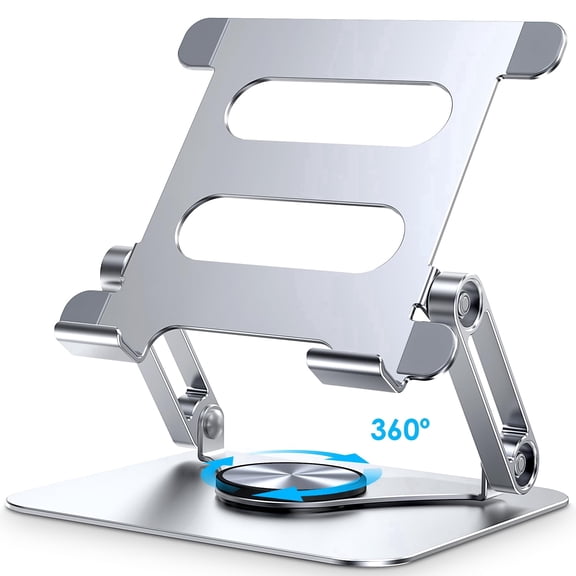 CreaDream iPad Stand, 360 Rotating Tablet Stand Holder, Foldable Aluminum Monitor Stand for Desk Compatible with iPad Pro 10.5, 11, 13, Air Mini 2 3 4 5 6, Samsung Tab, or Phones (4-13'')
