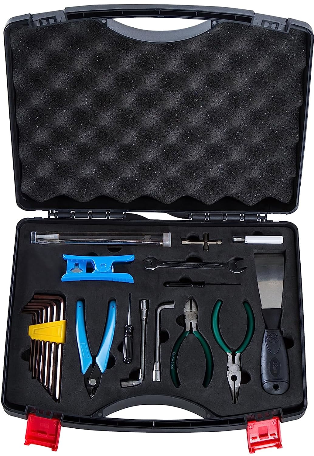 Creality 3D Printer Tool Box Kit, 18 Types of Tools Screwdriver/Wrench/Pliers/Needle/SD Reader 3D Printer ABS Storage Toolbox Set for Cleaning Finishing Printing