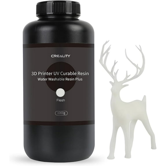 Creality 3D Printer Water Washable Resin, Low Viscosity LCD UV-Curing Resin 405nm Standard Photo-polymer High Precision 3D Printer Resin for LCD 3D Printing 1Kg/White
