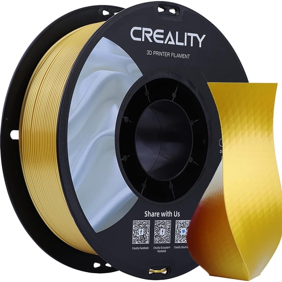 Creality 3D Printing Silk PLA Filament Gold Shiny 1.75mm Filaments Dimensional Accuracy +/- 0.03 mm 2.2lbs for 3D Printers
