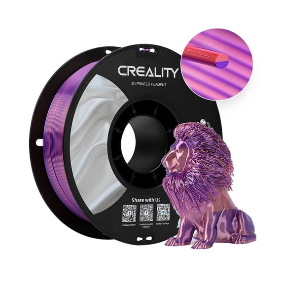Creality 3D Printing Silk PLA Filament 3D Printer Pink Purple Shiny Filaments 1.75mm Neatly Wound Dimensional Accuracy +/- 0.03 mm Silk Smooth Printing 2.2lbs for Most 3D Printers