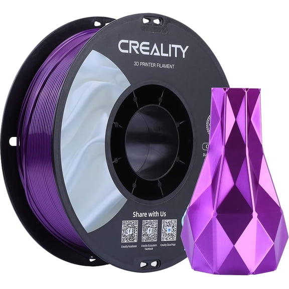 Creality 3D Printing Silk PLA Filament 3D Printer Purple Shiny Filaments 1.75mm Neatly Wound Dimensional Accuracy +/- 0.03 mm Silk Smooth Printing 2.2lbs for Most 3D Printers