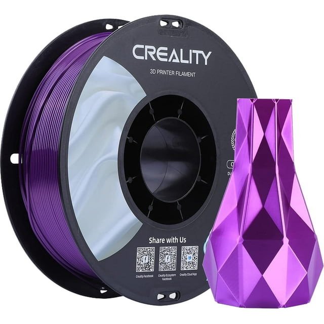 Creality 3D Printing Silk PLA Filament 3D Printer Purple Shiny Filaments 1.75mm Neatly Wound Dimensional Accuracy +/- 0.03 mm Silk Smooth Printing 2.2lbs for Most 3D Printers