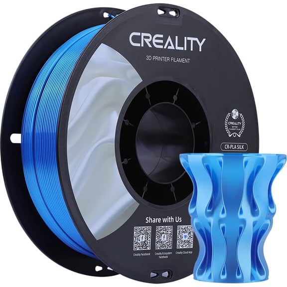 Creality 3D Printing Silk PLA Filament 3D Printer Sky Blue Shiny Filaments 1.75mm Neatly Wound Dimensional Accuracy +/- 0.03 mm Silk Smooth Printing 2.2lbs for Most 3D Printers