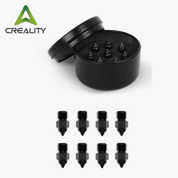 Creality 8PCS High-end Hardened Steel Nozzle Kit, 0.25, 0.4, 0.6, 0.8mm High Hardness and Wear Resistance Nozzles for Ender-3/3 Pro/V2/Neo/Max/S1, Ender 5/Pro/Plus, CR-6 SE, CR-10 3D Printers
