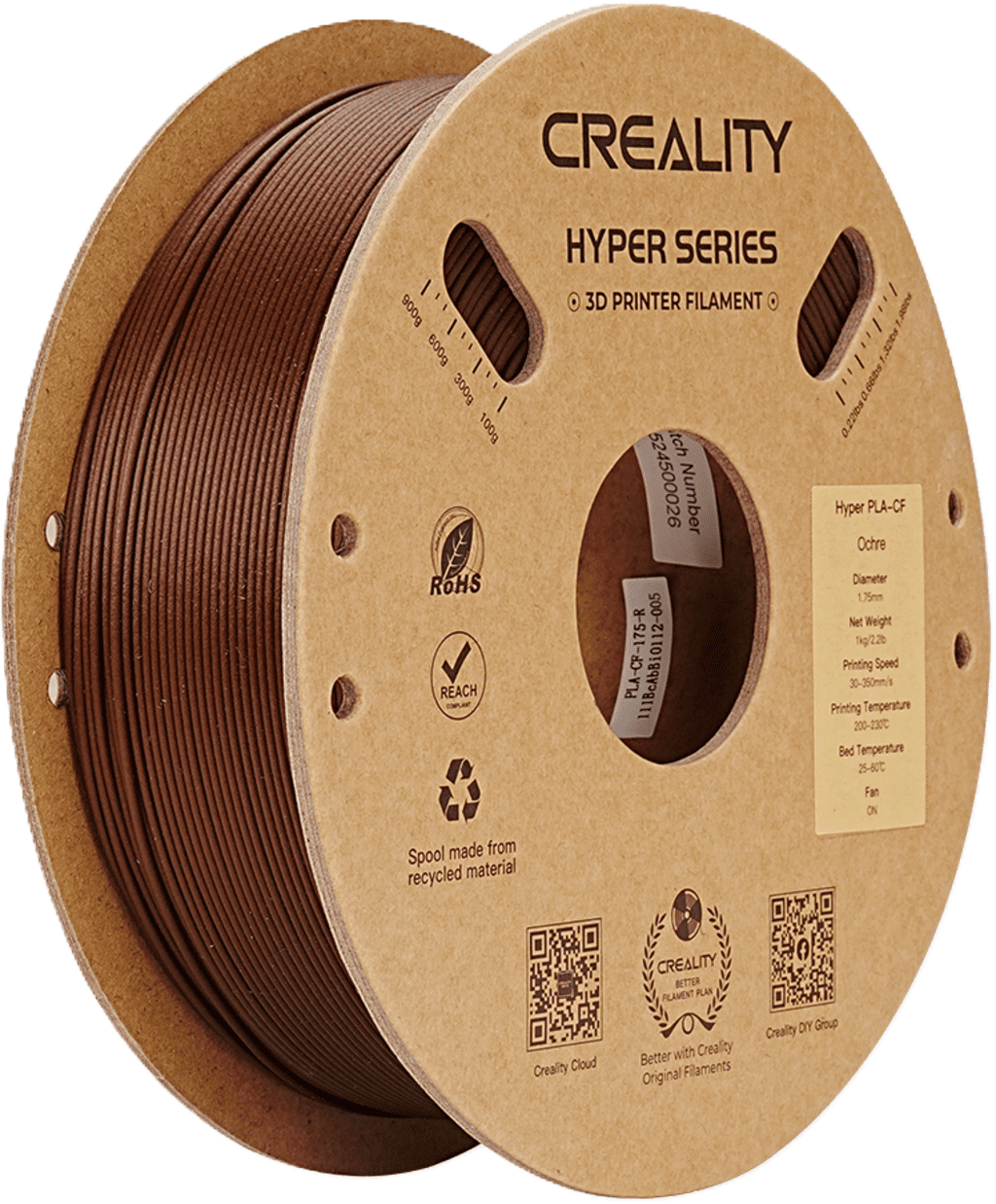 Creality Carbon Fiber 1.75mm High-Speed 3D Printer Filament 50-300mm/s Spool Dimensional +/- 0.03mm For K1C & Most 3D Printers Ochre 1 Unit per pack