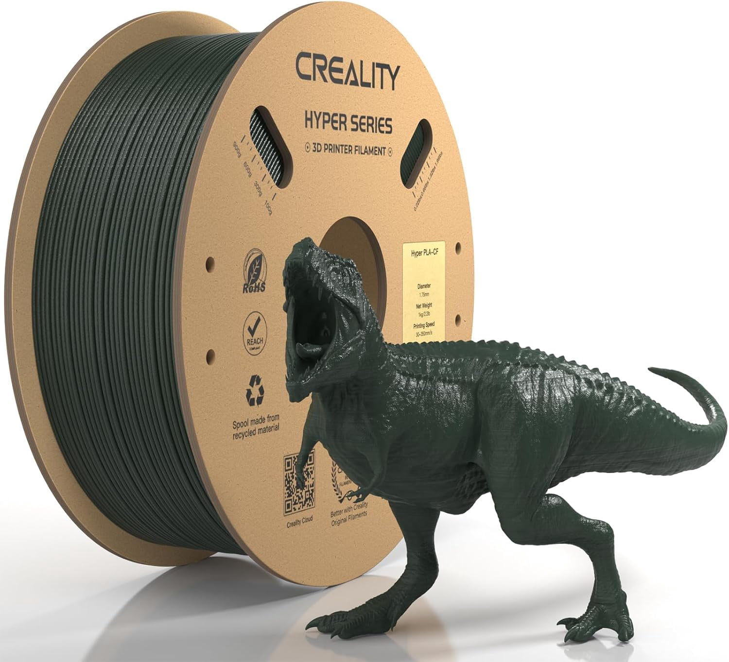 Creality Carbon Fiber 1.75mm High-Speed 3D Printer Filament 50-300mm/s Spool Dimensional +/- 0.03mm For K1C & Most 3D Printers Dark Green 1 Unit per pack