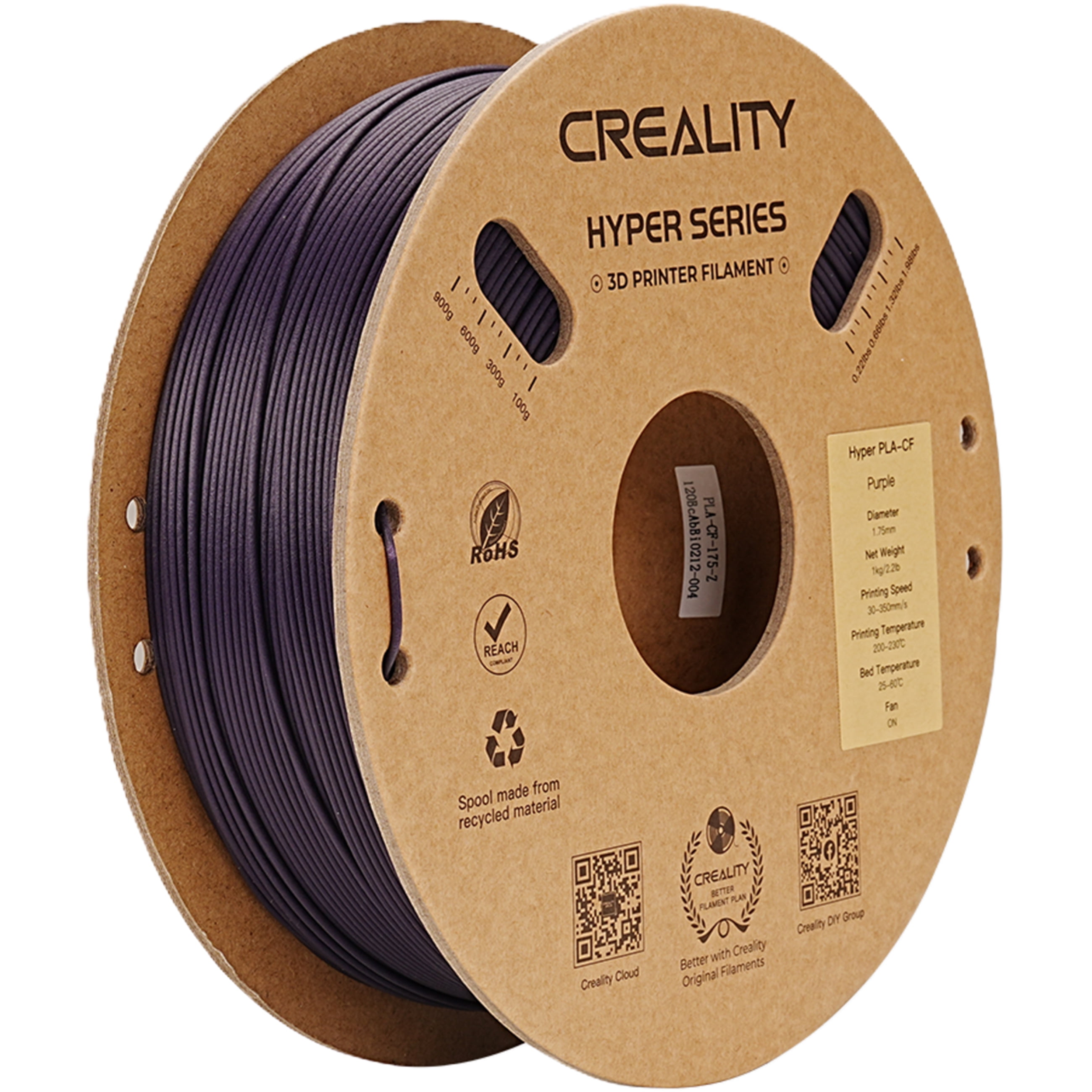Creality Carbon Fiber 1.75mm High-Speed 3D Printer Filament 50-300mm/s Spool Dimensional +/- 0.03mm For K1C & Most 3D Printers Purple 1 Unit per pack
