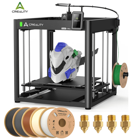 Creality Ender 5 Max 3D Printer 400400400mm, 700mm/s, Dual Gear Extruder Multi-Printer Control Over WLAN Bundle with 5 Filament+4 Brass Nozzle