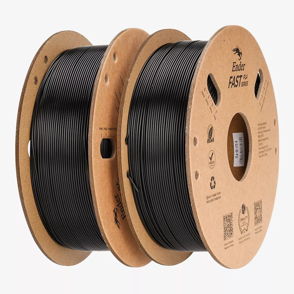 Creality Ender Fast PLA Filament 2-Pack 3D Printer 300 mm/s Fast Filaments for High-Speed 3D Printing 1.75mm/1kg-Black&Black