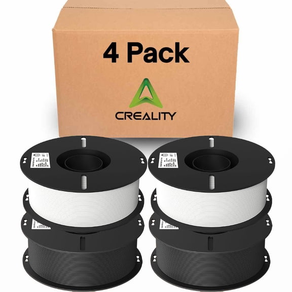 Creality Ender PLA Filament 1.75mm 4 Roll Bundle - 2 Black Roll & 2 White Roll No-Tangle, Eco-Friendly, Strong Bonding, Universal 3D Printer Fit - 4 Units Per Pack