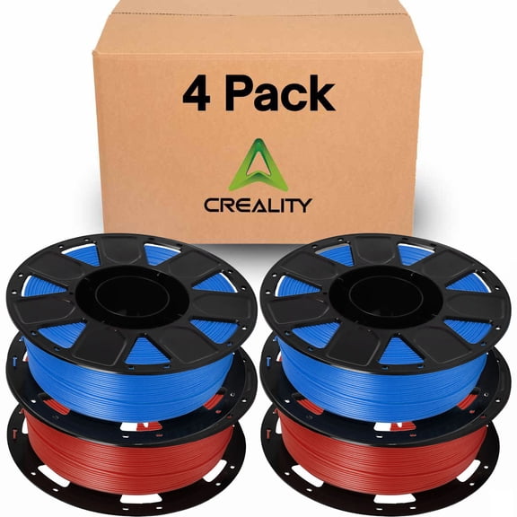 Creality Ender PLA Filament 1.75mm 4 Roll Bundle  - 2 Red Roll & 2 Blue Roll  No-Tangle, Eco-Friendly, Strong Bonding, Universal 3D Printer Fit - 4 Units Per Pack
