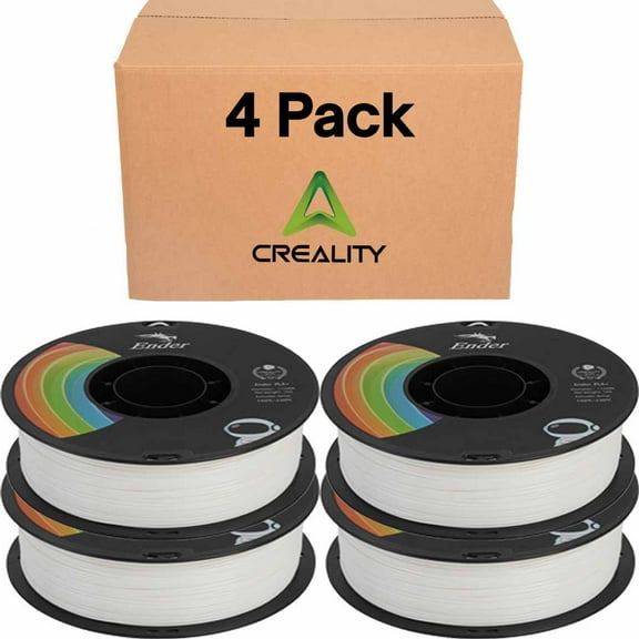 Creality Ender PLA+ Filament White 4 Pack of 1KG Spools, 1.75mm Diameter, Compatible with 99% FDM 3D Printers, Strong Toughness, Clog-Free, Vacuum Packaged, High Precision, Eco-Friendly