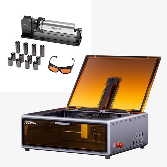 Creality Falcon A1 Laser Engraver & Cutter with Smart Camera + Upgrade Rotary Kit Pro with Goggles CoreXY for Up to 600mm/s