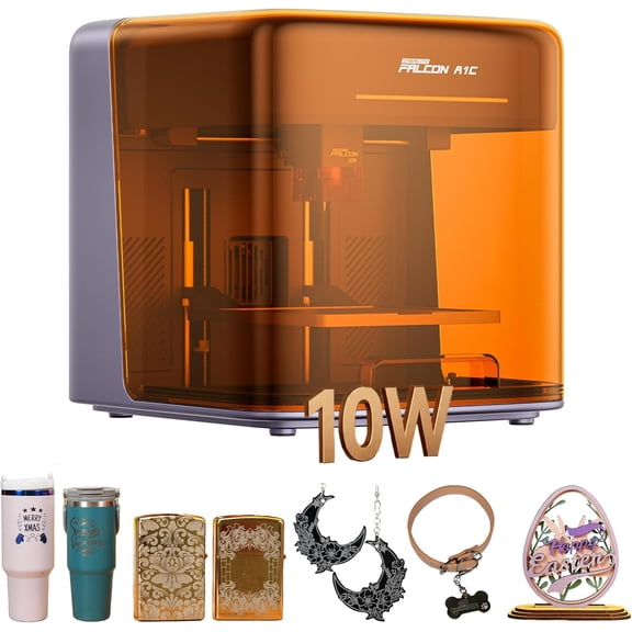 Creality Falcon A1C 10W Mini Laser Engraver, Class 1 AI Desktop Laser Engraving Machine with Auto Focus, Smart Camera(Purple)