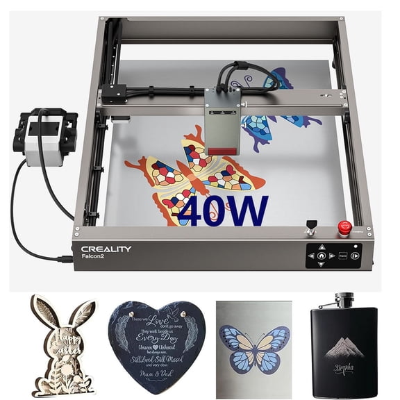 Creality Falcon2 40W Laser Engraver & Cutter 40W Output, 25000mm/min Speed, DIY CNC Machine and Engraver for Wood and Metal, Acrylic, Leather