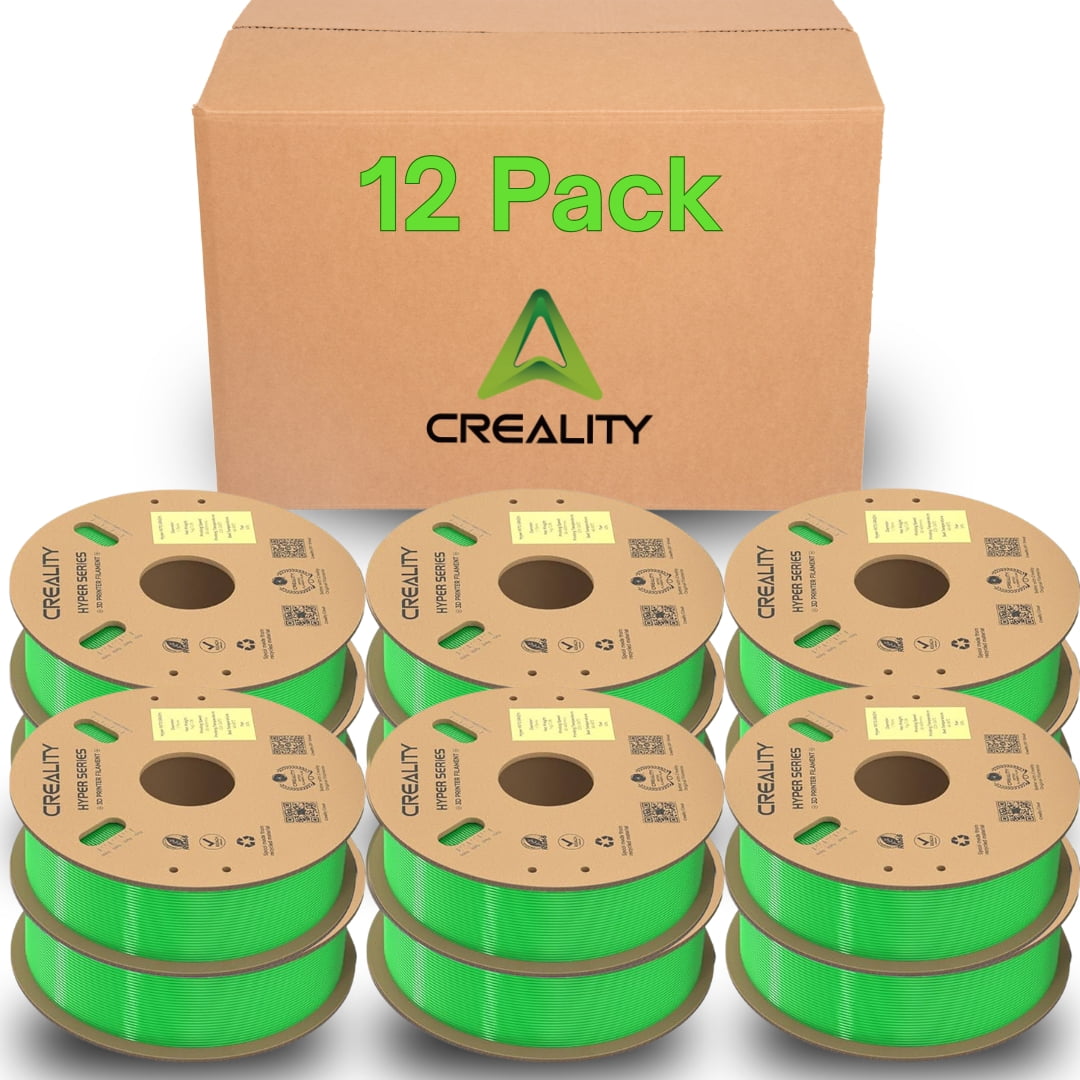 Creality Green PETG 1.75mm High-Speed 3D Filament 30-600mm/s 1kg Spool Dimensional +/- 0.03mm For K1 Max Anycubic Bambu Prusa & More 12 Unit per pack