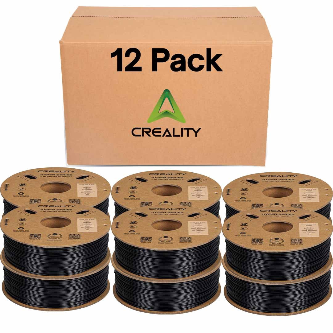 Creality Hyper 1.75mm ABS Filament  for High Speed 3D Printer - 1kg/2.2lbs per Spool Black 12 Unit per pack