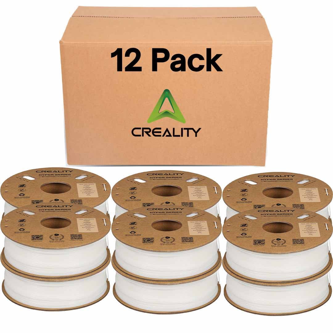 Creality Hyper 1.75mm ABS Filament  for High Speed 3D Printer - 1kg/2.2lbs per Spool White 12 Unit per pack