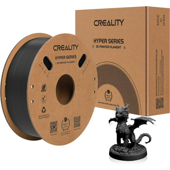 Creality Hyper ABS Filament 3D Printer Filament 1.75mm 350mm/s High-Speed Printing Dimensional Accuracy ± 0.05 mm 2.2lbs Compatible with Most 3D Printers, Black