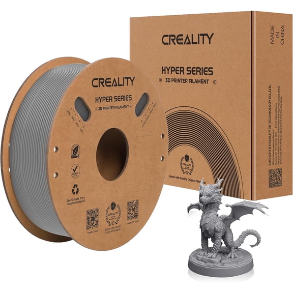Creality Hyper ABS Filament 3D Printer Filament 1.75mm 350mm/s High-Speed Printing Dimensional Accuracy ± 0.05 mm 2.2lbs Compatible with Most 3D Printers, Grey