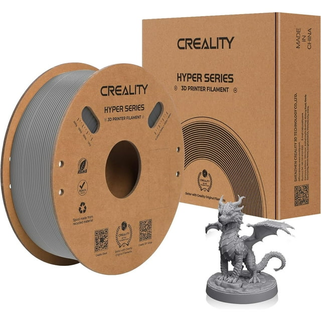Creality Hyper ABS Filament 3D Printer Filament 1.75mm 350mm/s High-Speed Printing Dimensional Accuracy ± 0.05 mm 2.2lbs Compatible with Most 3D Printers, Grey