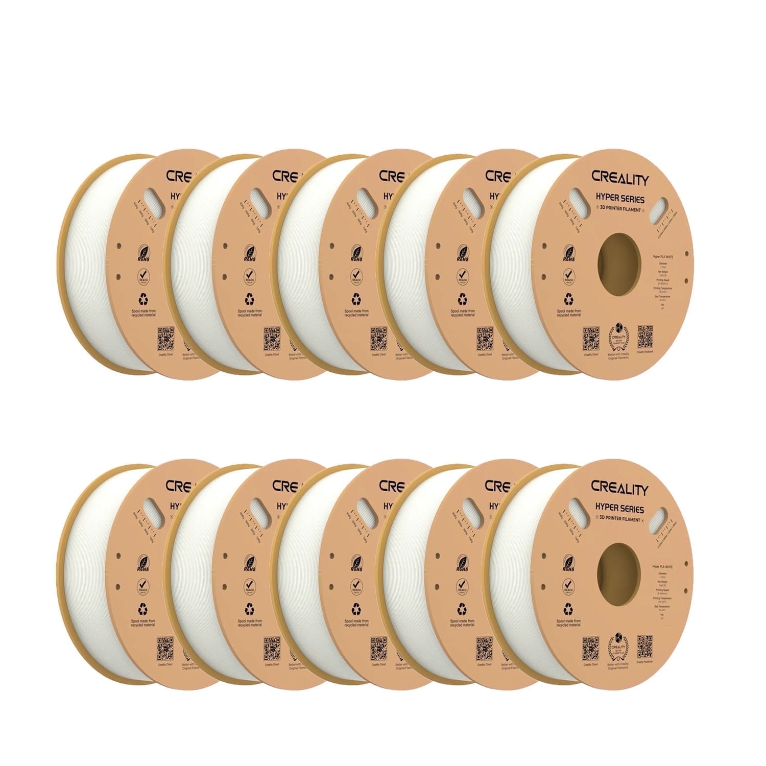Creality Hyper PLA 1.75 mm Filament K1 Max/Ender 3 V3 SE/KE Fused Deposition Modeling 3D Printer Filament for Home Shcool Office Beginners 10kg/22lbs Spool-White