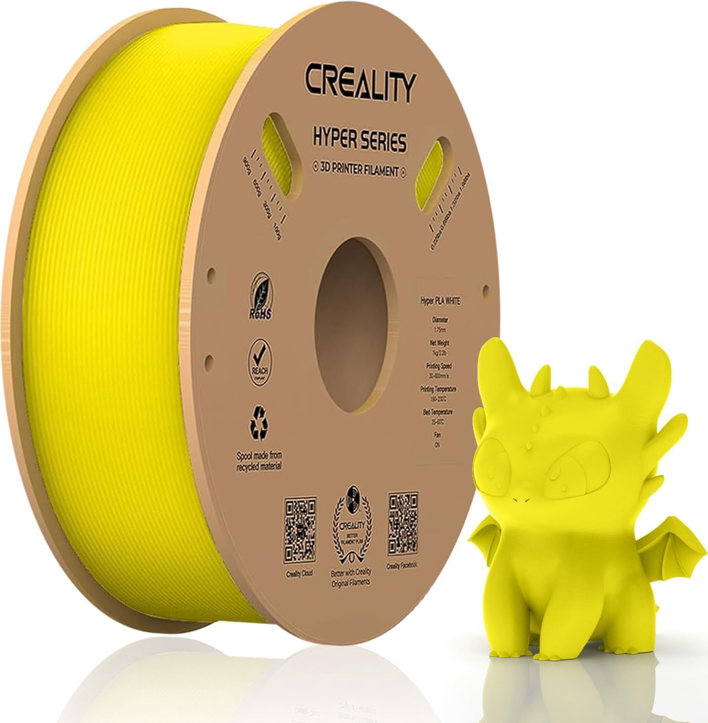 Creality Hyper PLA 3D Printer Filament 600mm/s High-Speed +/-0.03mm For Creality K1 Max Ender-5 S1 Anycubic Prusa Bambu Yellow 1 Unit per pack