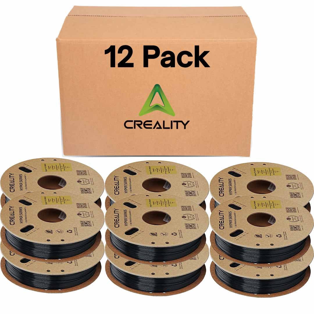 Creality Hyper PLA RFID PLA Filament 1.75mm Black 1kg (2.2lb) High-Speed Up to 600mm/s, RFID for Creality CFS, ±0.03mm Accuracy, Part 3301010406 - 12 Units Per Pack