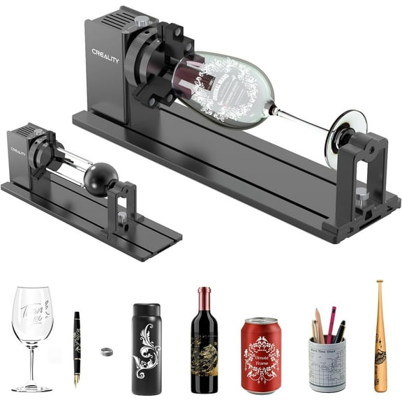 Creality Laser Rotary Roller, Y-Axis Rotary Chuck for Most Laser Engravers, Rotary Kit Pro with 3 in 1 Jaw and Module Suitable for Engraving Cylindrical Objects,Wine Glass, Tumbler, Ring,Ball