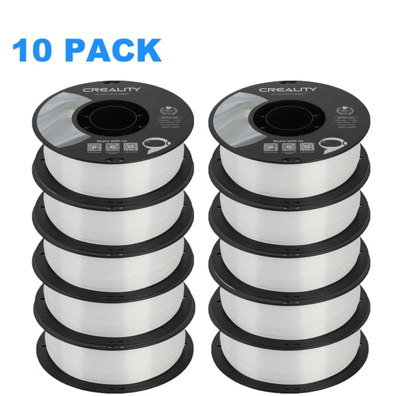 Creality Official 3D Printer Filament 10 Packs 1.75mm Silk PLA Filament Pro, Smooth and High Gloss Silk PLA Dimensional Accuracy ±0.03mm for All Fused Deposition Modeling Printers-White