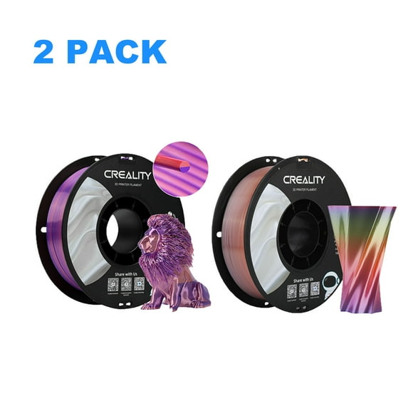 Creality Official 3D Printer Filament 2 Packs 1.75mm Silk PLA Filament Pro, Smooth and High Gloss Silk PLA Dimensional Accuracy ±0.03mm for All Fused Deposition Modeling Printers