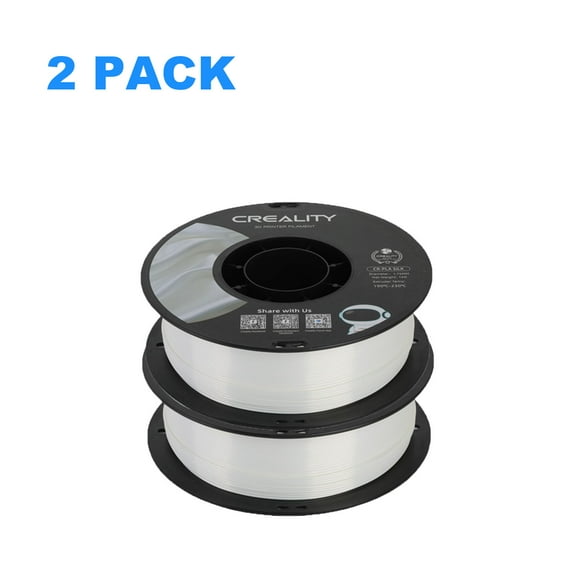 Creality Official 3D Printer Filament 2 Packs 1.75mm Silk PLA Filament Pro, Smooth and High Gloss Silk PLA Dimensional Accuracy ±0.03mm for All Fused Deposition Modeling Printers-White
