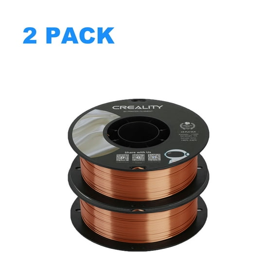 Creality Official 3D Printer Filament 2 Packs 1.75mm Silk PLA Filament Pro, Smooth and High Gloss Silk PLA Dimensional Accuracy ±0.03mm for All Fused Deposition Modeling Printers