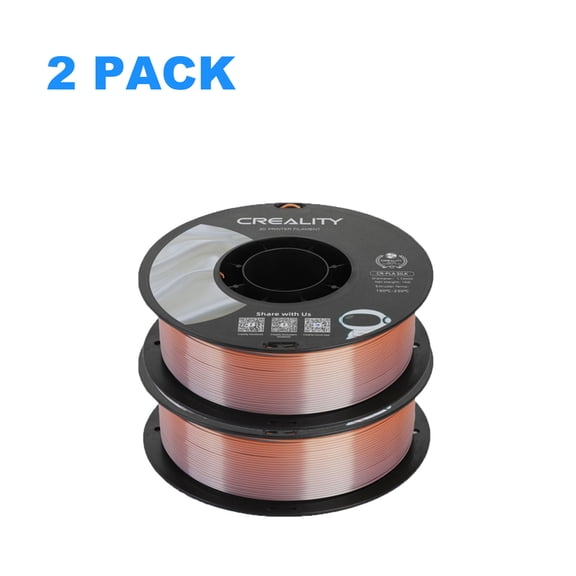 Creality Official 3D Printer Filament 2 Packs 1.75mm Silk PLA Filament Pro, Smooth and High Gloss Silk PLA Dimensional Accuracy ±0.03mm for All Fused Deposition Modeling Printers