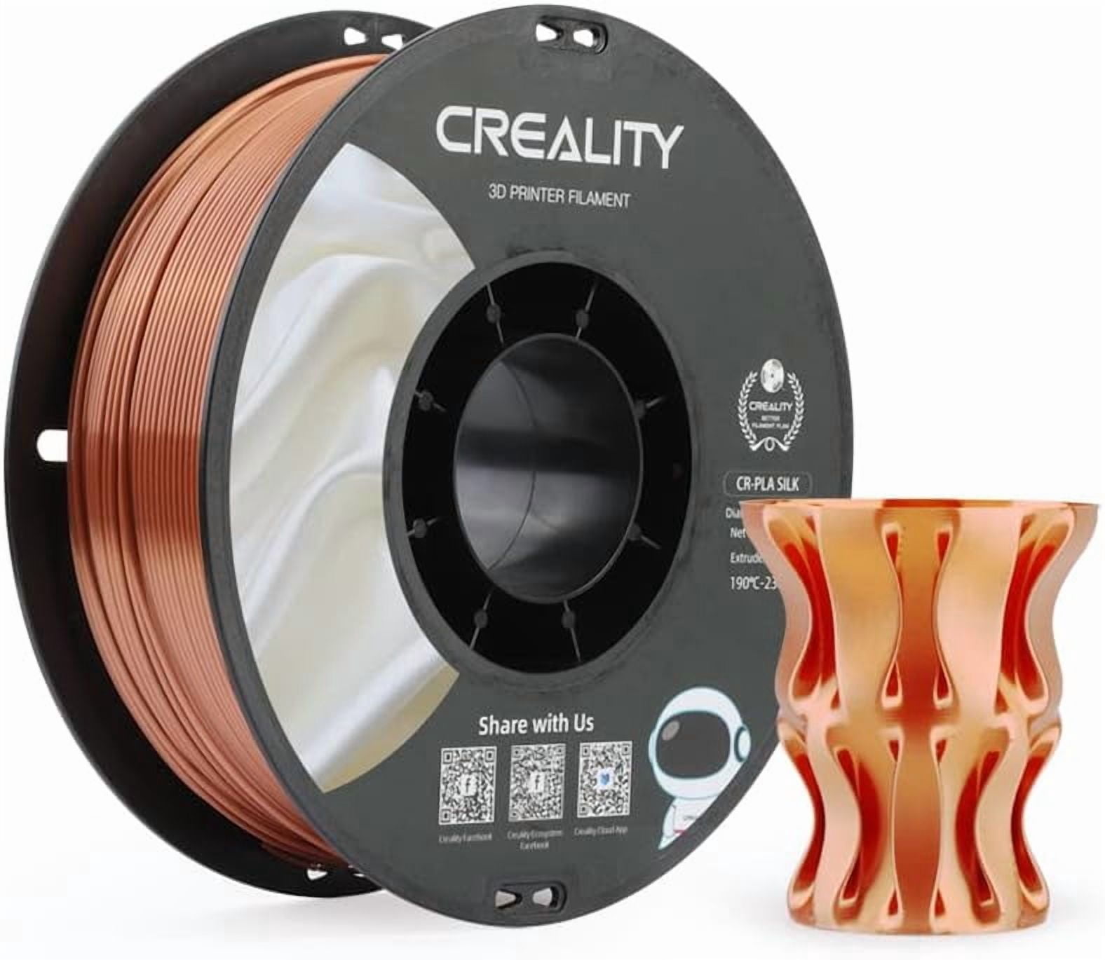 Creality Silk PLA Filament 1.75mm High Gloss 2.2lb Spool Clog-Free Easy Mold ForCreality Ender CR Series & Most FDM Printer Red Copper 1 Unit per pack