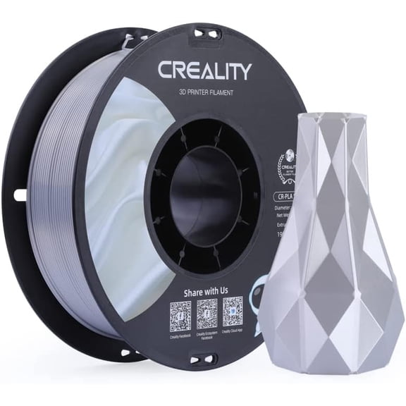 Creality Silk PLA Filament 1.75mm High Gloss 2.2lb Spool Clog-Free Easy Mold Use w Creality Ender CR Series & Most FDM Printers Silver 1 Unit per pack