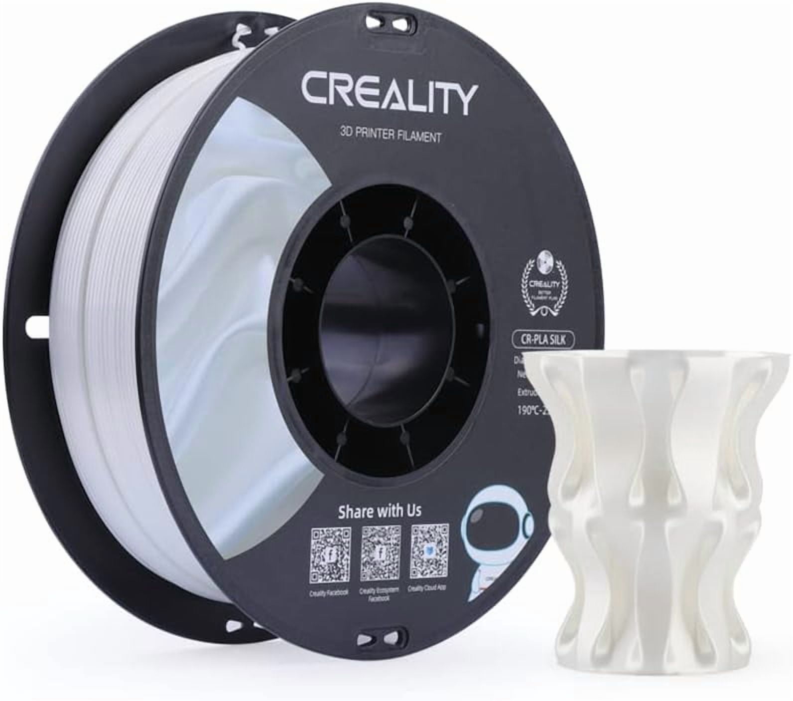 Creality Silk PLA Filament 1.75mm High Gloss 2.2lb Spool Clog-Free Easy Mold Use w Creality Ender CR Series & Most FDM Printers White 1 Unit per pack