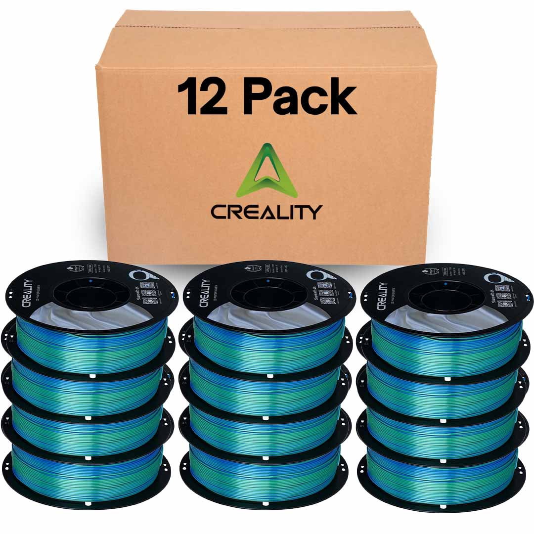 Creality Silk PLA Filament 12-Pack 1.75mm High Gloss 2.2lb Spool Clog-Free Use w Creality Ender CR Series & Most FDM Printer Blue-Green 12 Unit per pack