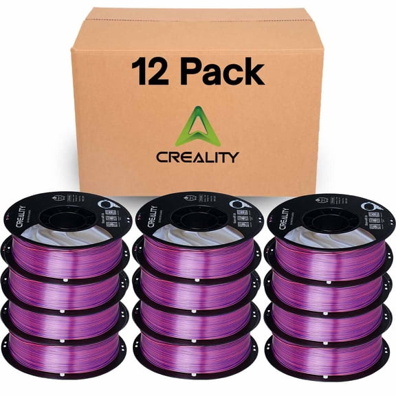 Creality Silk PLA Filament 12-Pack 1.75mm High Gloss 2.2lb Spool Clog-Free Use w Creality Ender CR Series & Most FDM Printer Pink-Purple 12 Unit per pack