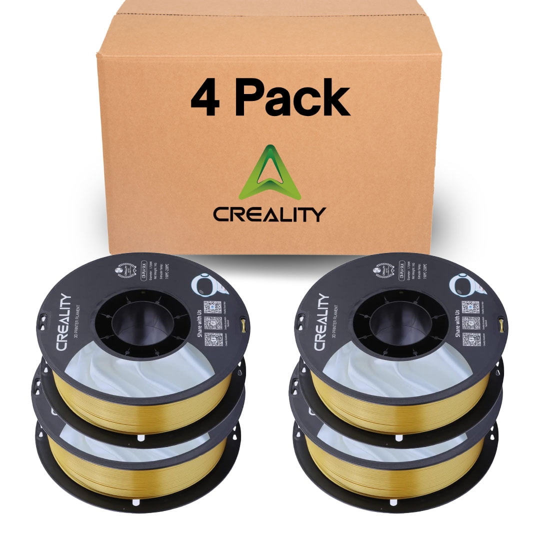 Creality Silk PLA Filament 4-Pack 1.75mm High Gloss 2.2lb Spools Each Clog-Free Use w Creality Ender CR Series & Most FDM Printer Gold-Silver 4 Unit per pack