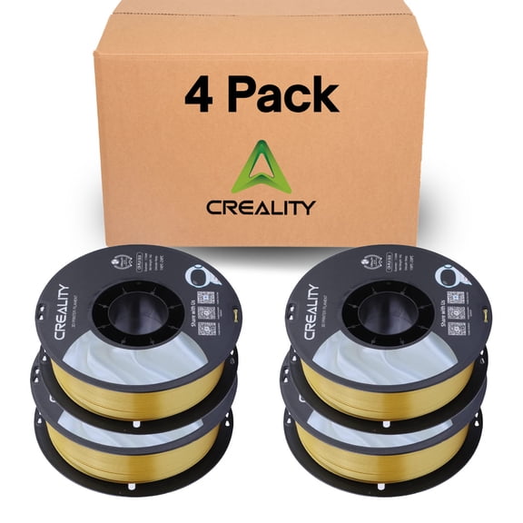 Creality Silk PLA Filament 4-Pack 1.75mm High Gloss 2.2lb Spools Each Clog-Free Use w Creality Ender CR Series & Most FDM Printer Gold-Silver 4 Unit per pack