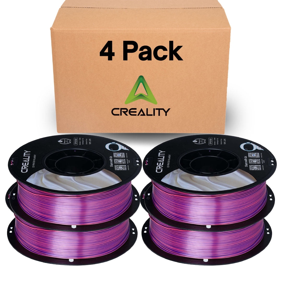 Creality Silk PLA Filament 4-Pack 1.75mm High Gloss 2.2lb Spools Each Clog-Free Use w Creality Ender CR Series & Most FDM Printer Pink-Purple 4 Unit per pack