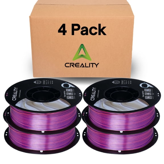Creality Silk PLA Filament 4-Pack 1.75mm High Gloss 2.2lb Spools Each Clog-Free Use w Creality Ender CR Series & Most FDM Printer Pink-Purple 4 Unit per pack
